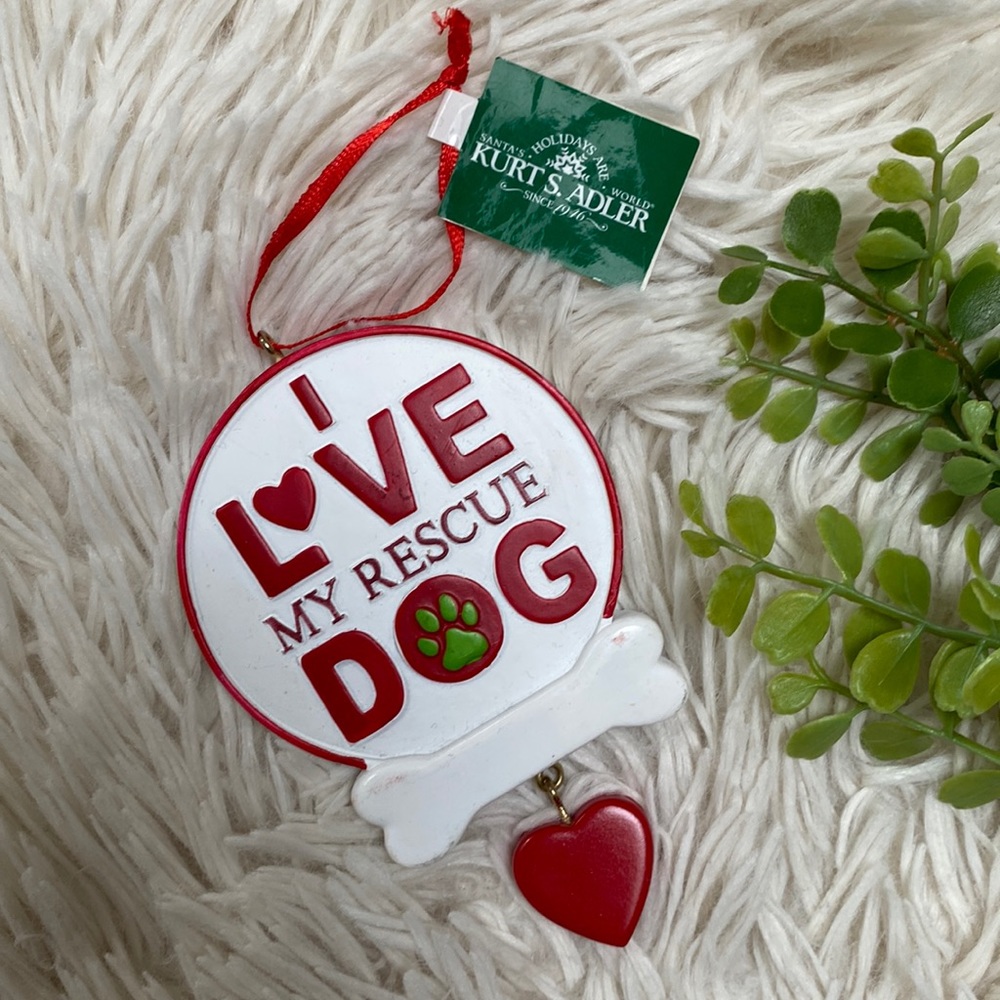 🎉HP🎉 Kurt S. Adler Rescue Dog Ornaments Set 2 💗 White & Red - Picture 4 of 12
